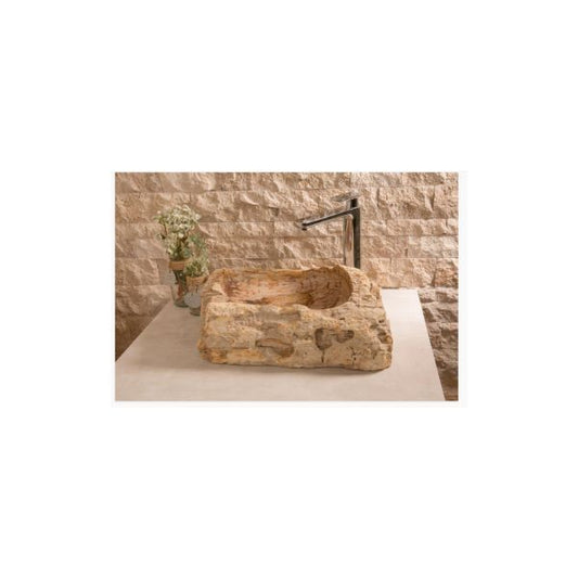 Natursteinbecken versteinertes Holz ca. 40 x 50 x 15 cm